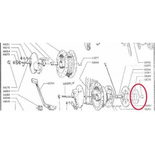Flangia corona ruota posteriore Motom 60