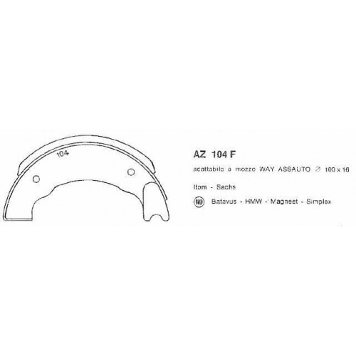 Ceppi freno AZ 104 in ferro da 100 x 16