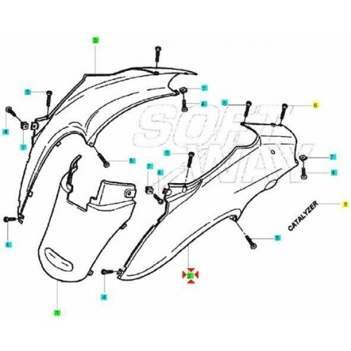 Carena posteriore laterale Yamaha Why 50