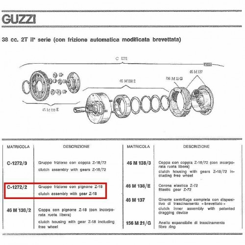 Gruppo frizione Z 18 Moto Guzzi...