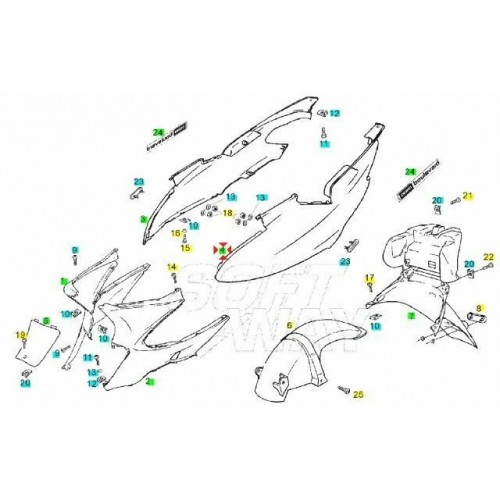 Fianco posteriore sinistro Derbi...