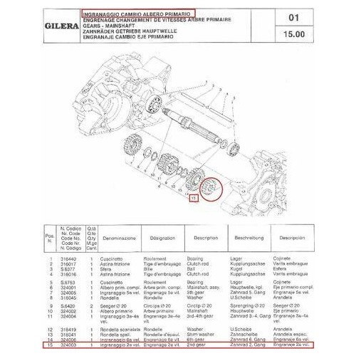 Ingranaggio 2 marcia Gilera KZ - MXR...
