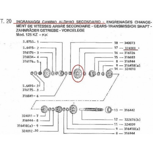 Ingranaggio 1 marcia Gilera KK e KZ...