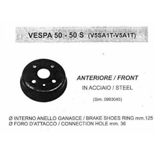 Tamburo freno anteriore Piaggio Vespa 50