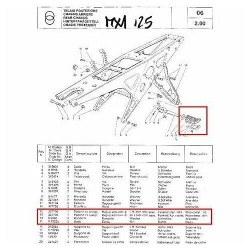 Staffa poggiapiedi sinistra Gilera KK...