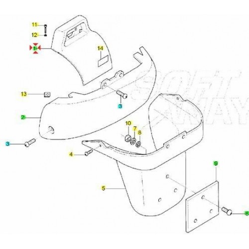 Coperchio posteriore fiancate Piaggio X9