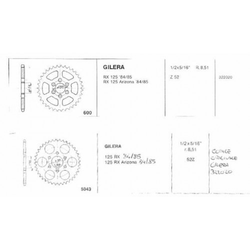Corona Gilera RX e RX Arizona da 52...