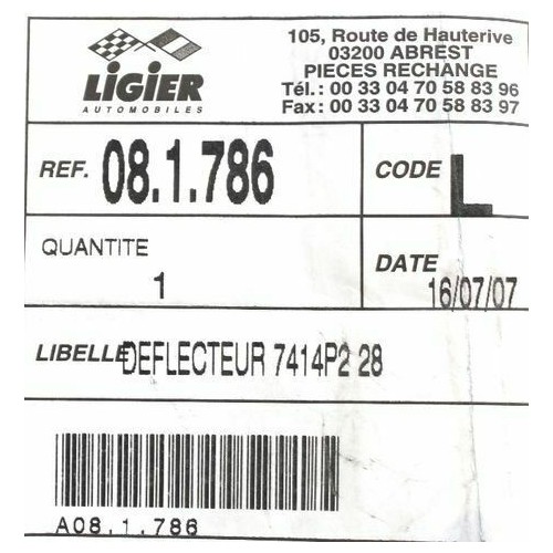 Deflettore per miniauto Ligier 081786