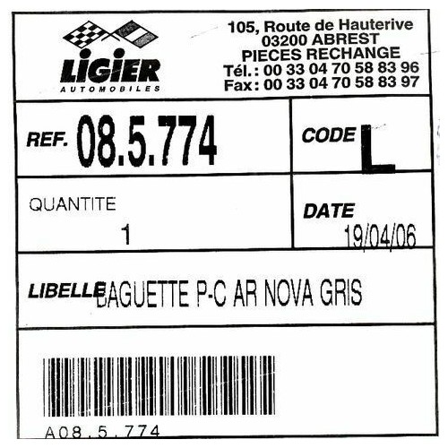 Paraurti Ligier per miniauto 085774