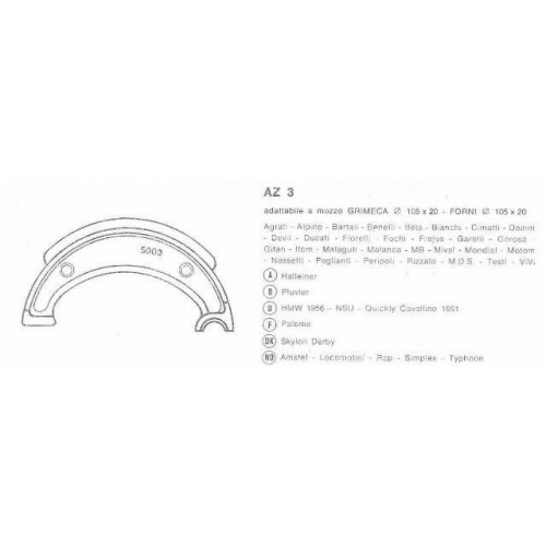 Ceppi freno AZ 3 da 105 x 20