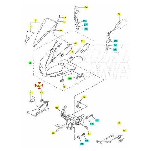 Pannello console destro Yamaha YZF R1...