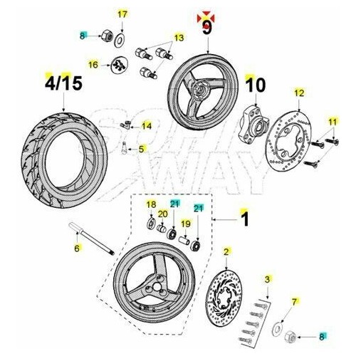 Cerchio posteriore Peugeot Jet Force...