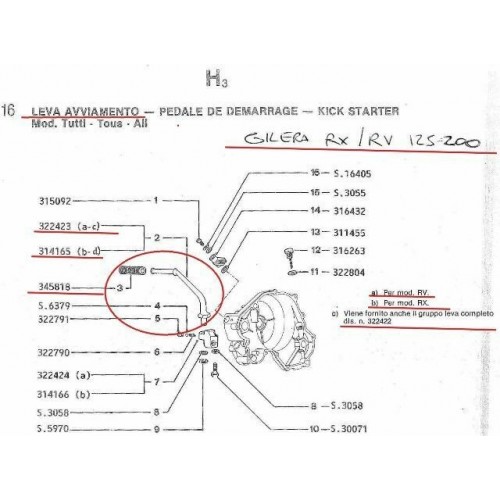 Pedale avviamento Gilera RTX - RX - RV