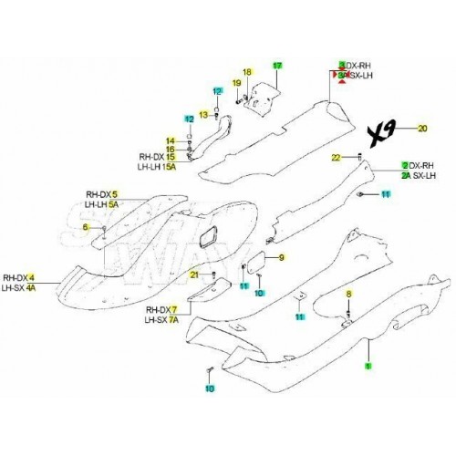 Fianco sinistro posteriore Piaggio X9