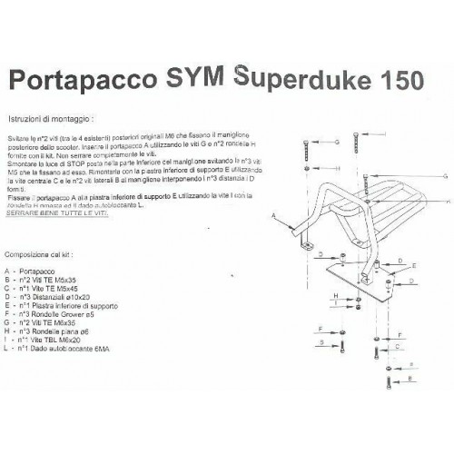 Portapacchi posteriore Sym Superduke