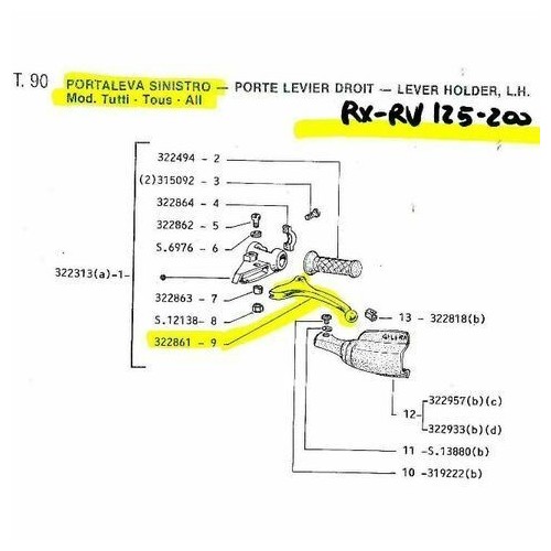 Leva sinistra Gilera RX e RV 322861