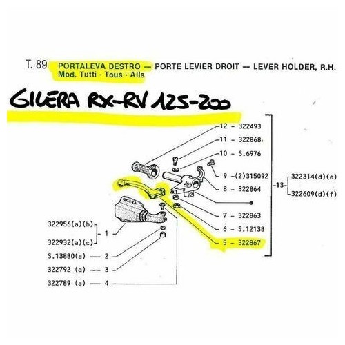 Leva freno destra Gilera RX e RV nera...