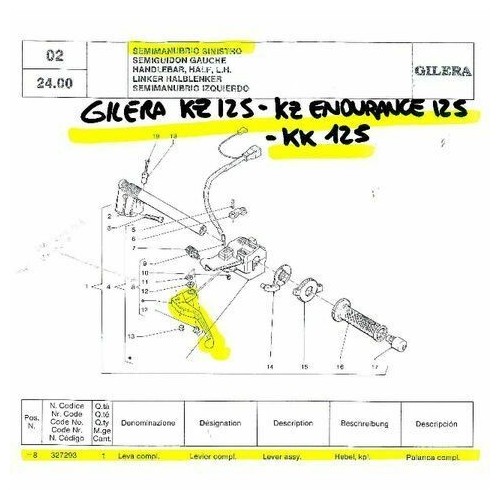 Leva frizione sinistra Gilera KK e KZ...