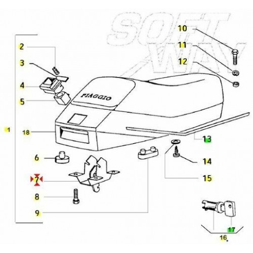 Scatola serratura sella Vespa N 50