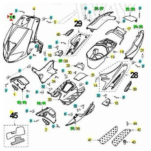 Scudo anteriore blu per Peugeot Fight...