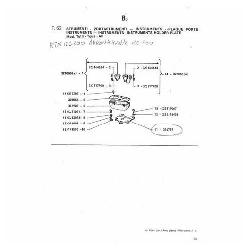 Piastra supporto strumenti Gilera RX...