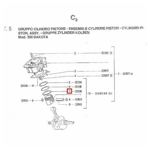 Raschiaolio pistone Gilera Dakota 350