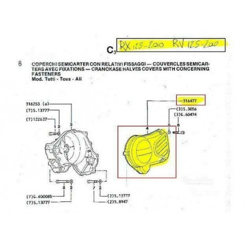Coperchio coprivolano Gilera RX e RV...