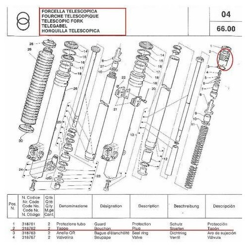 Tappo stelo forcella Gilera Dakora ER...