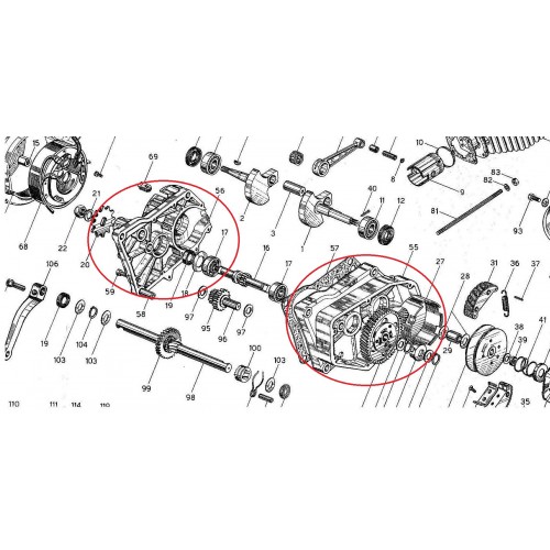 Carter motore Minarelli V1 V1A pedali...