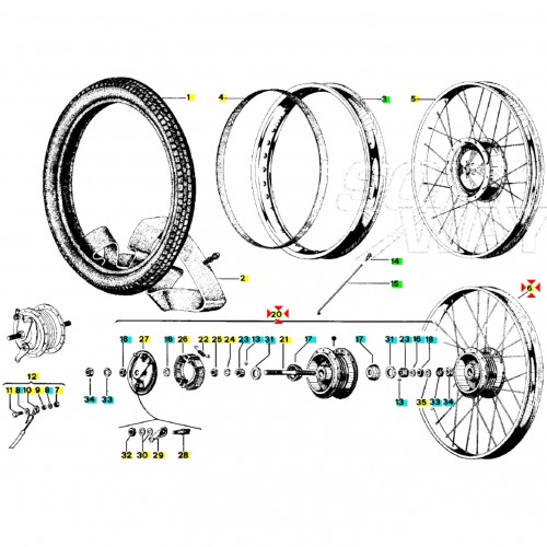 Mozzo anteriore Piaggio Ciao