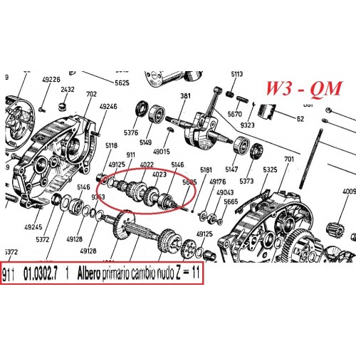 Albero primario cambio Minarelli W3 -...