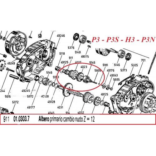 Albero primario cambio Minarelli W3 -...