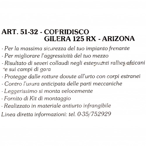 Copridisco Gilera RX e Arizona