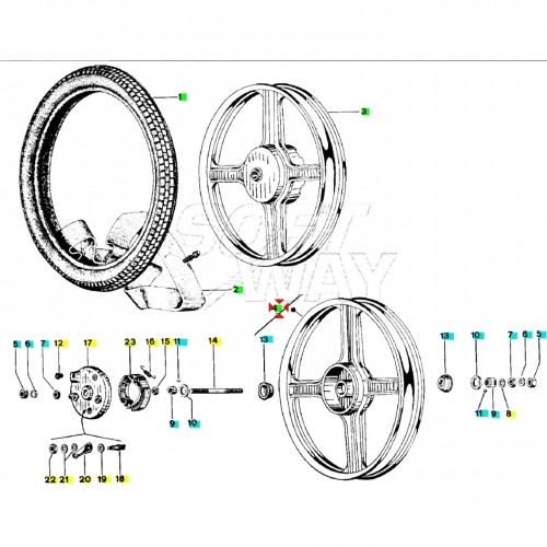 Ruota anteriore per Piaggio SI Bravo...