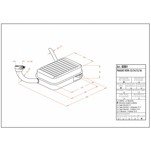 Marmitta Vespa 125 dal 53 al 56