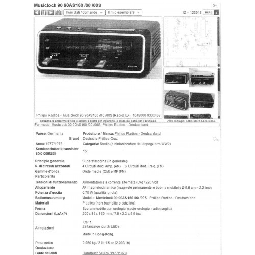 Sveglia Philips Musiclock 90 epoca