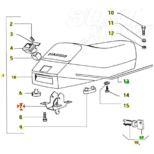 Scatola serratura sella Piaggio Vespa...