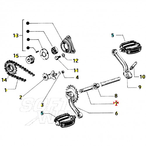 Perno asse pedali Piaggio Ciao prima...