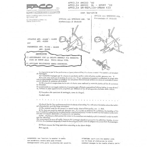 Parabrezza Faco 21225 Aprilia Amico e SR