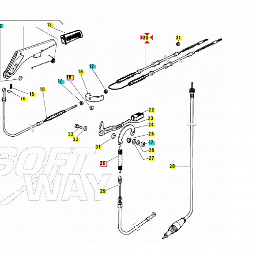 Cavo posteriore freno a mano Ape TM