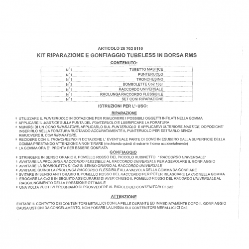 Kit riparazione gonfiaggio tubeless