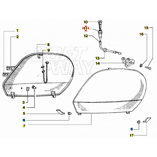 Pomello cavo cofano con supporto...