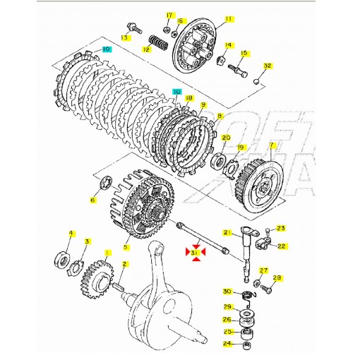 Asta campana frizione Yamaha XT TT SRX