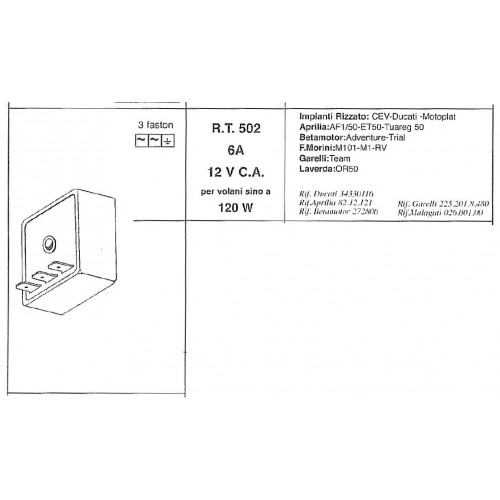 Regolatore tensione Ceab RT502 12V 6A...