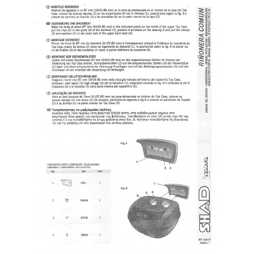 Schienale Shad D0RI60 per bauli SH 37...