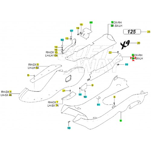 Fianco laterale sinistro Piaggio X9...