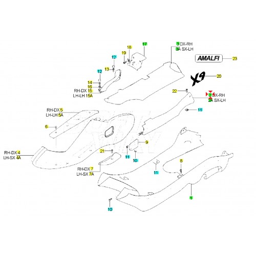 Fianchetto laterale destro Piaggio X9...