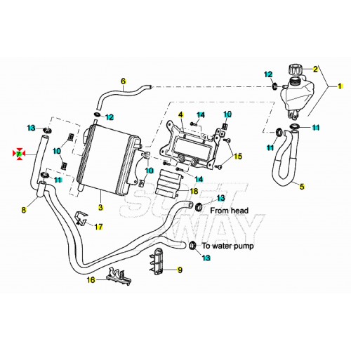 Tubo testa radiatore Aprilia SR...
