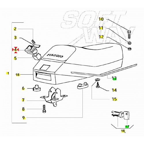 Contenitore serratura sella Piaggio...