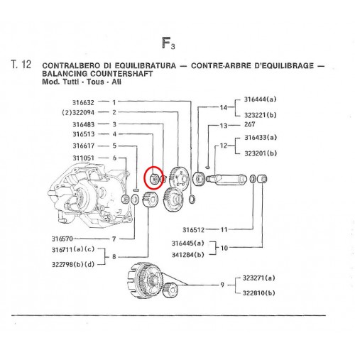 Dado contralbero equilibratura Gilera...